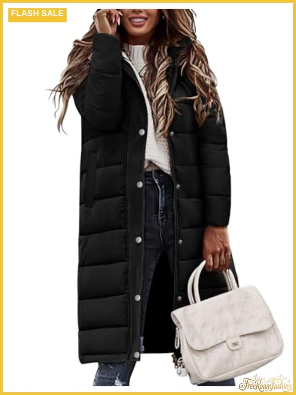 Women's Long Quilted Puffer Coat Hooded Winter Parka